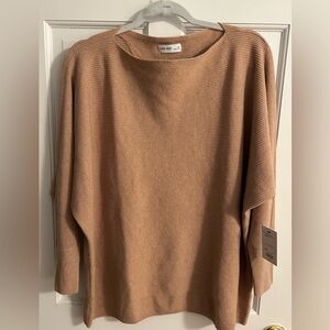 NINE WEST  Camel Crew Neck Sweater with Textured Ribbed Design - 2X